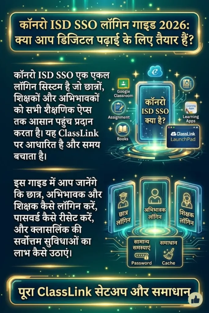 कॉनरो ISD SSO लॉगिन गाइड 2026: पूरा ClassLink सेटअप, फीचर्स और समाधान