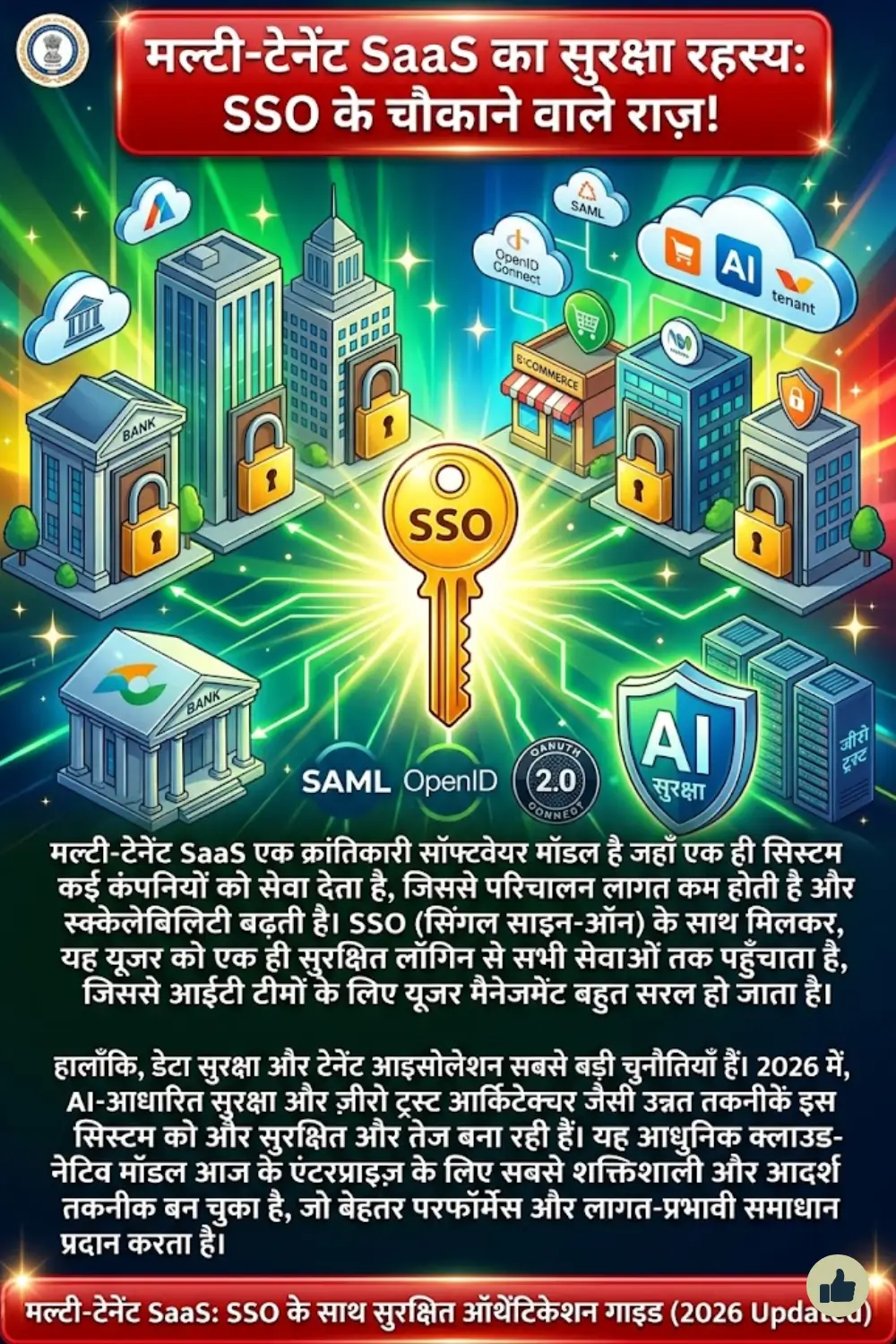 मल्टी-टेनेंट SaaS के साथ SSO: आर्किटेक्चर, फायदे, चुनौतियाँ और सुरक्षित ऑथेंटिकेशन गाइड (2026 अपडेटेड)