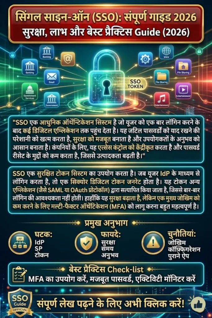 सिंगल साइन-ऑन (SSO): कैसे काम करता है, लाभ, सुरक्षा और बेस्ट प्रैक्टिस गाइड 2026